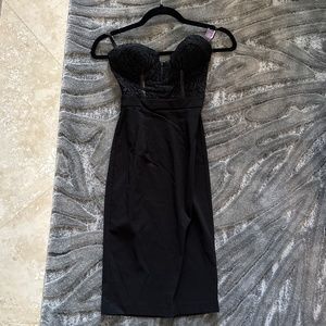 Black lace top dress